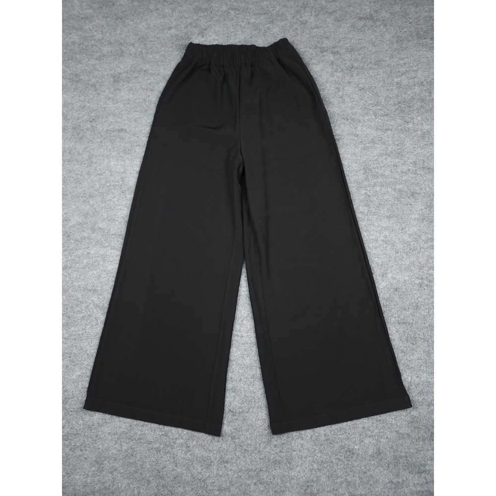 Kate Hewko Wide Leg Pants Women's Medium (22 x 27) Black Stretch Poly Baggy